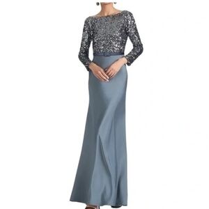 Sachin + Babi Silver and Blue Long Sleeve Dress
